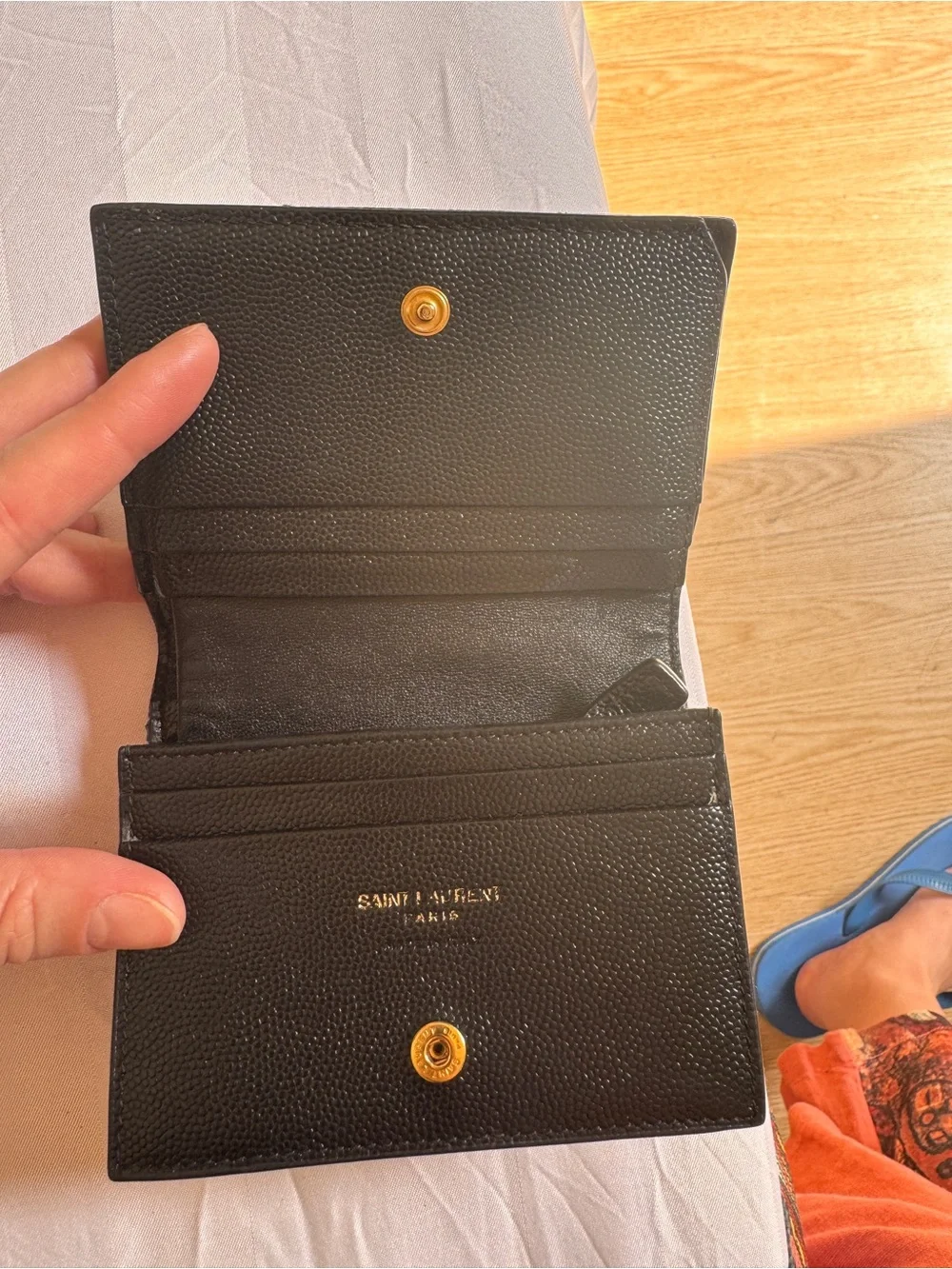 Saint Laurent Black Quilted Leather Card Case with Gold YSL Emblem - Picture 3 of 7